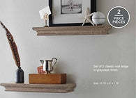 LightStan Decorative Wooden Display Floating Wall Shelf Set Grey Wash Finish of 2 pcs