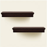 LightStan Wood Floating Wall Shelf Espresso Brown Tray Decorative Ledge Set of 2pcs