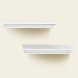 LightStan Traditional Wood Floating Wall Shelf Set White Tray Decorative Ledge of 2pcs