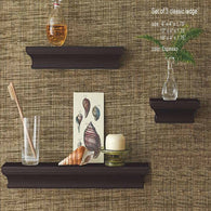 LightStan Contemporary Floating Wall Shelves Espresso Brown Finish Decorative Wooden Ledge Set of 3 pcs