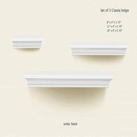 LightStan Contemporary Floating Wall Shelves White Finish Decorative Wood Ledge Set of 3 pcs